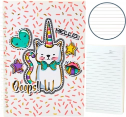 Unikornis cicás jegyzetfüzet rózsaszín mintákkal A5