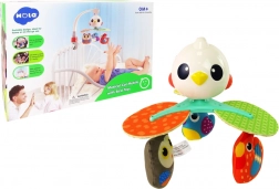 Zenei körhinta kiságyra és babakocsira színes madarakkal