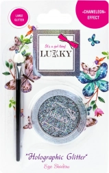 Lukky gél állagú szemhéjfesték holografikus csillámokkal és ecsettel