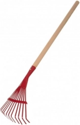 Gyermek lapos gereblye fa nyéllel, 80 cm – Piros