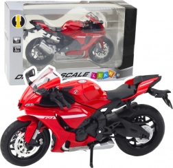 Sport fém motorkerékpár piros világítással és hangokkal R1 1:12