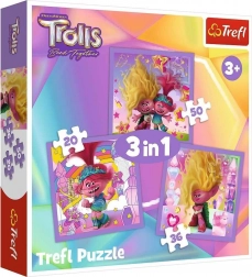 Trefl puzzle Trollok 3 az 1-ben – Ismerkedj meg a Trollokkal (20, 36 és 50 darab)