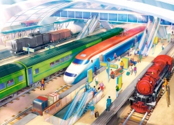 Puzzle vasútállomással, 100 darabos