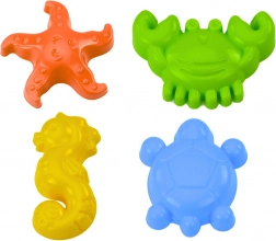 Tengeri homokformák, 4 darabos készlet: rák, teknős, tengeri csillag, csikóhal – sárga, zöld