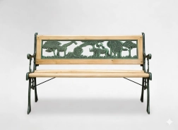 Gyermek kerti pad 82 × 39 × 50 cm fából és öntöttvasból