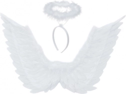angyalszárnyak glóriával fehér 70 × 45 cm