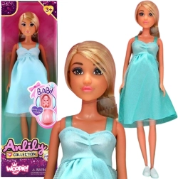 WOOPIE baba Lily várandós babával kék ruhában