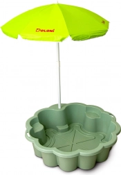 EKO virág alakú homokozó, zöld, napernyővel
