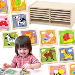 VIGA fa puzzle 12 táblával állványban