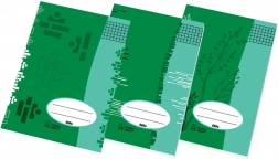 A4 iskolai füzet, négyzetrácsos, 20 lap újrahasznosított papírból (vegyes minták)