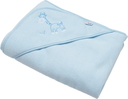 Gyermek frottír kapucnis törölköző hímzéssel 100×100 kék zsiráf
