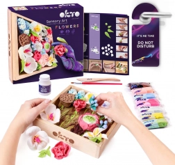 Vizuális kézműves szett DIY virágok fa keretben