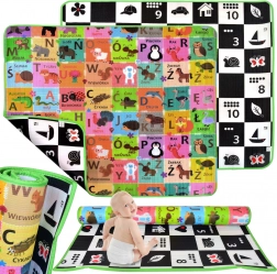 Humbi kétoldalas hab oktató játszószőnyeg sakktábla, lengyel ábécé és számok 180 × 150 × 1,5 cm