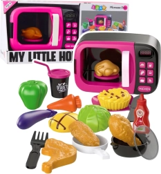Gyermek mikrohullámú sütő tartozékokkal, fényekkel és hangokkal – rózsaszín
