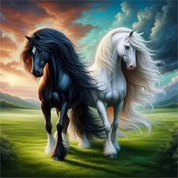 Gyémántfestés fekete-fehér 30 × 40 cm