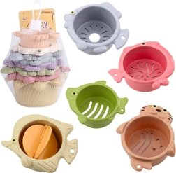 Színes fürdőtorony poharak 2 az 1-ben, pasztell, 6 db