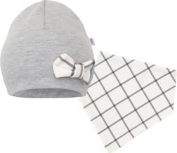 Baba sapka és nyakpánt NEW BABY Missy szürke 68 (4–6 hónap)