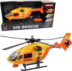 Mentő helikopter fénnyel és hanggal, működő csörlővel és rotorral