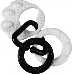 Medvemancs alakú rágóka babáknak – fekete–fehér, kontrasztos