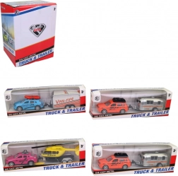 Autó pótkocsival - Játék gyerekeknek, 19 cm