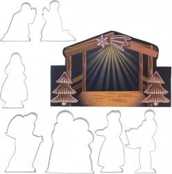 Rozsdamentes karácsonyi kiszúrók – betlehemi jelenet, 7 db