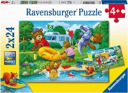 Puzzle Medvecsalád kempingezik 2×24 darab RAVENSBURGER
