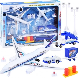 Repülőtér játékkészlet repülőgépekkel és járművekkel