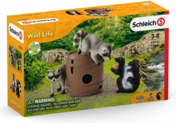 Schleich 42532 Mogyorós Csínyek Mosómedve és Bűzösborz Vadélet