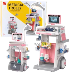 Gyermek fogorvosi kocsi tartozékokkal, fénnyel és röntgenképernyővel, 26 darab