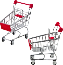 Mini fém bevásárlókocsi gyerekeknek és babáknak – dekoráció és rendszerező