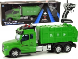 Zöld távirányítós szemétszállító autó világítással és hangokkal 2,4G