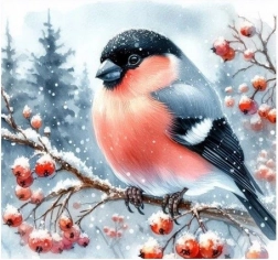 Gyémántmozaik Téli Madarak - Kreatív Kézimunka 30x40 cm