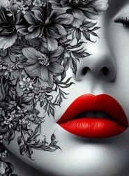 Gyémántkirakó festés vörös ajkú nő 30 × 40 cm