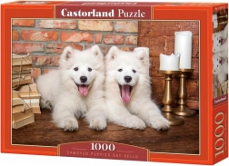 Puzzle 1000 db Samoyed Kiskutyák Köszönnek