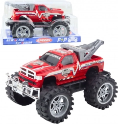 Mentő terepjáró vontatóval, hátsókerék-hajtás, piros 27 cm