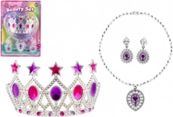 Gyerek szépségszett koronával, nyaklánccal és fülbevalóval