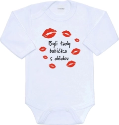 New Baby nyomott mintás bababody – „Itt járt a nagyi és a papa”, hosszú ujjú