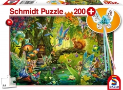 Schmidt puzzle Tündérek az erdőben 200 darabbal, ajándékkal: tündérpálcával