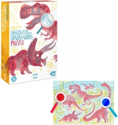 Oktató puzzle Fedezd fel a dinoszauruszokat – Londji, 200 darabos, nagyítókkal
