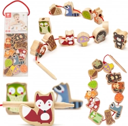 Fából készült fűzős erdei állatkák, 13 db – Classic World