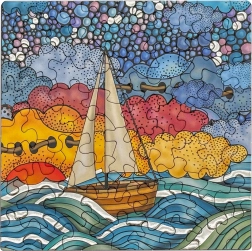 Négyzet alakú Q Silver kirakó: vitorlás, 72 darab