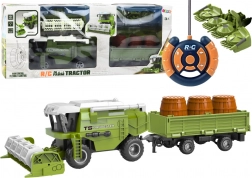 RC mezőgazdasági kombájn zöld pótkocsival