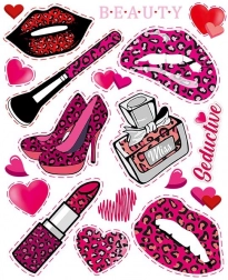 Nagy lap gyermek vasalható matricák rózsaszín színben