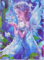 Gyermek puzzle kék hercegnővel, 100 darabos