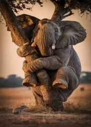 Gyémántszemes festés ijedt elefánt 30 × 40 cm