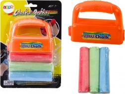 Vastag járdakrétakészlet narancssárga tartóval, 3 db