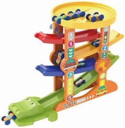 Krokodil alakú versenypálya kisautókkal és kilövővel