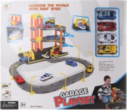 Kétszintes műanyag garázs kis autókkal