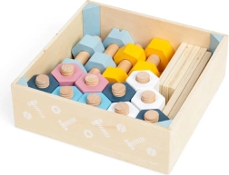 Bigjigs fa rekeszes készlet anyákkal és csavarokkal