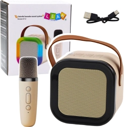 Vezeték nélküli karaoke hangszóró mikrofonnal K12 RGB Bluetooth – bézs